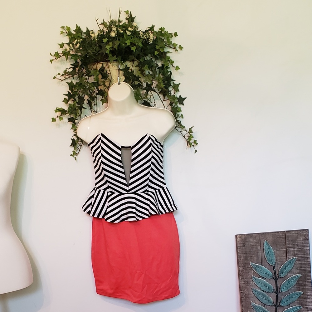 POOF COUTURE mini strapless dress